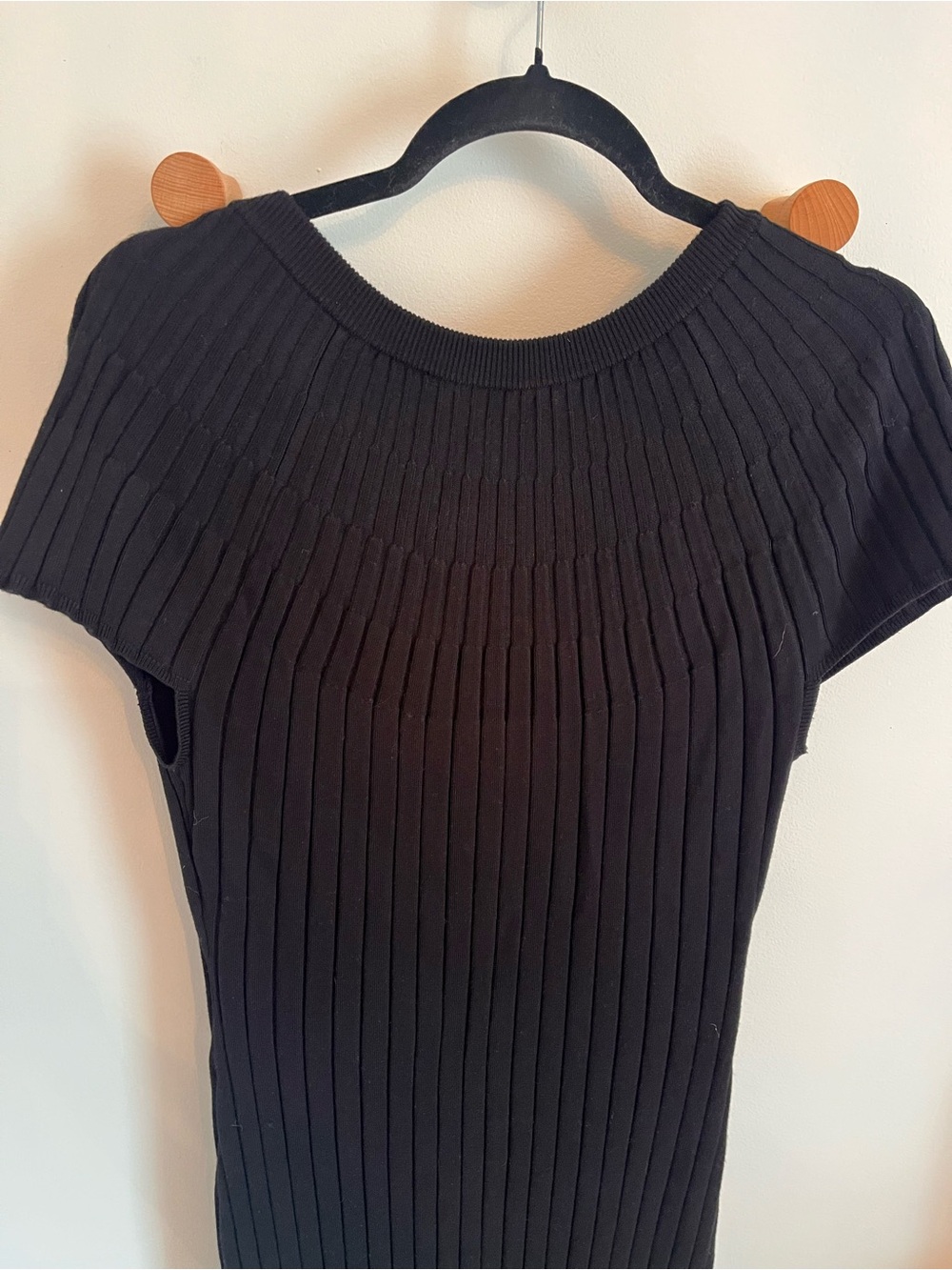 Anthropologie Black Ribbed Maxi Dress